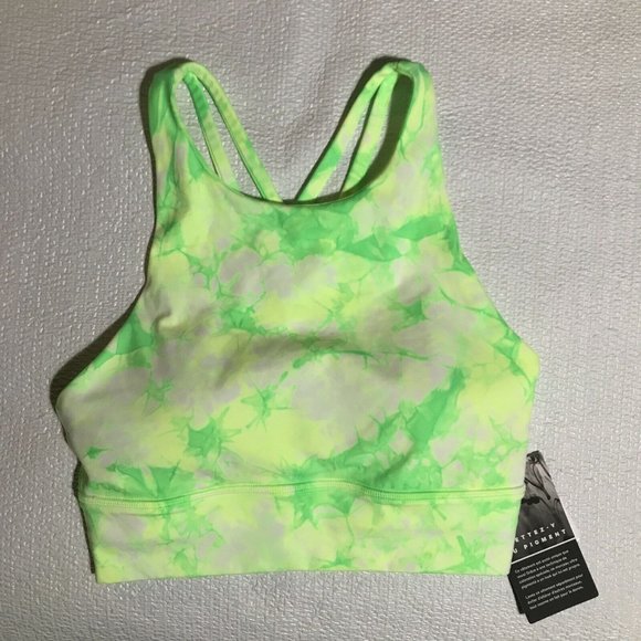 NEW $74 Lululemon Energy High Neck Long Line Bra Shibori To Dye For Sz 4 Green